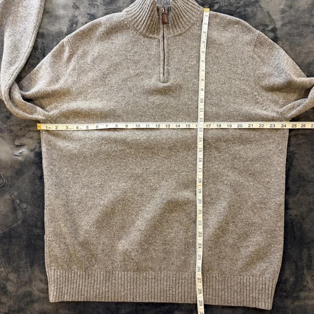 J Crew Lambswool Sweater Mens XL Gray 1/4 Zip Mock Neck Pullover